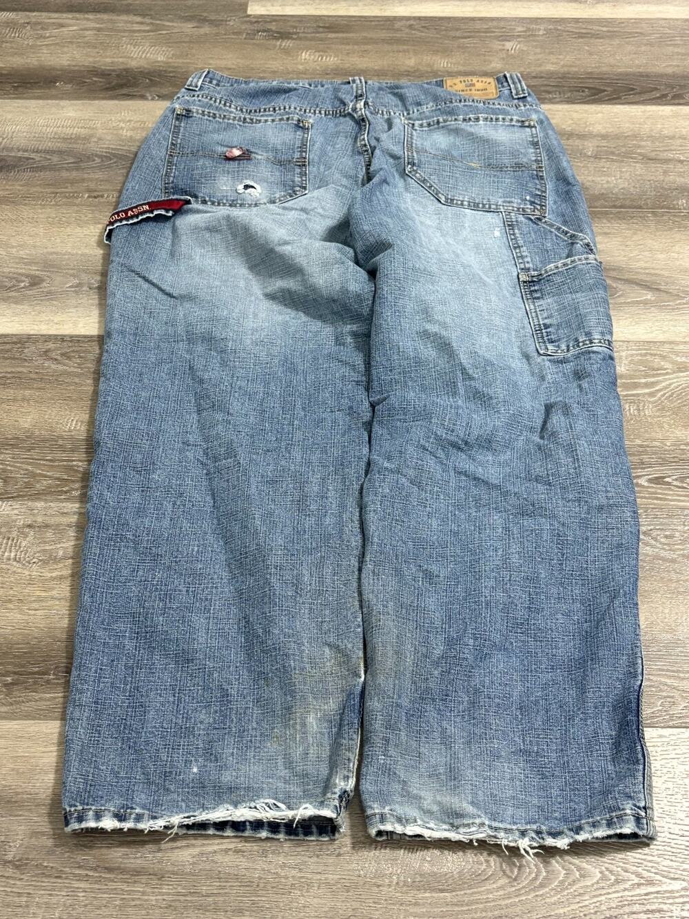 Vintage U.S. Polo Assn. Distressed Baggy Wide Leg Carpenter Jeans - Men’s 38x31